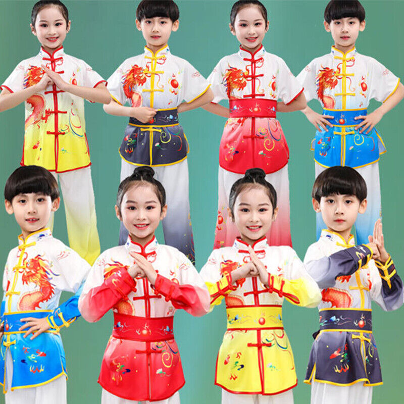 Unisex Kids Children Kung Fu Chinese Martial Arts Training Tai Chi Uniform Suit
